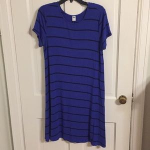 Blue and Black Striped Cotton Swing Dress
